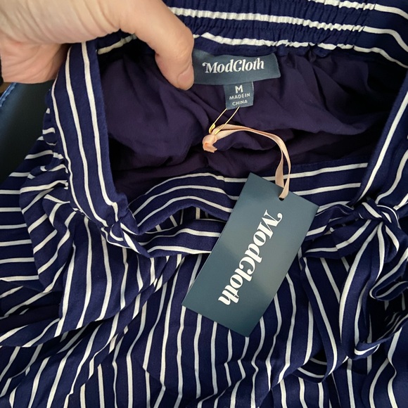 NWT ModCloth Stir Things Up Blue Striped Midi Skirt - Picture 8 of 10